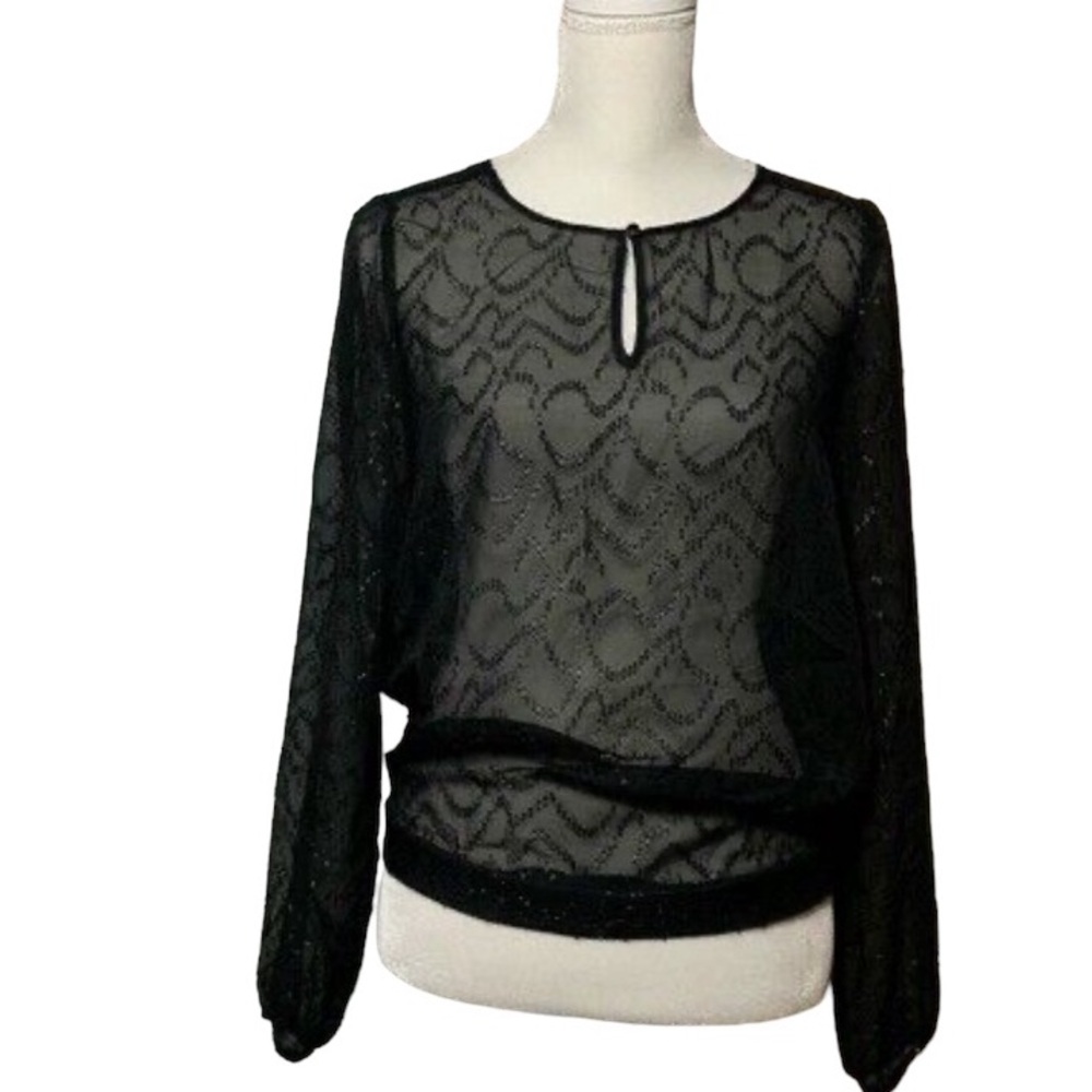 The Limited Black Sheer Blouse w/ Top Button Detail in Size Medium